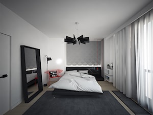 Średnia biała szara sypialnia, styl minimalistyczny - zdjęcie od meinDESIGN