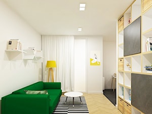 M3 Bronowice - Mały biały salon z jadalnią, styl skandynawski - zdjęcie od SPOIWO studio