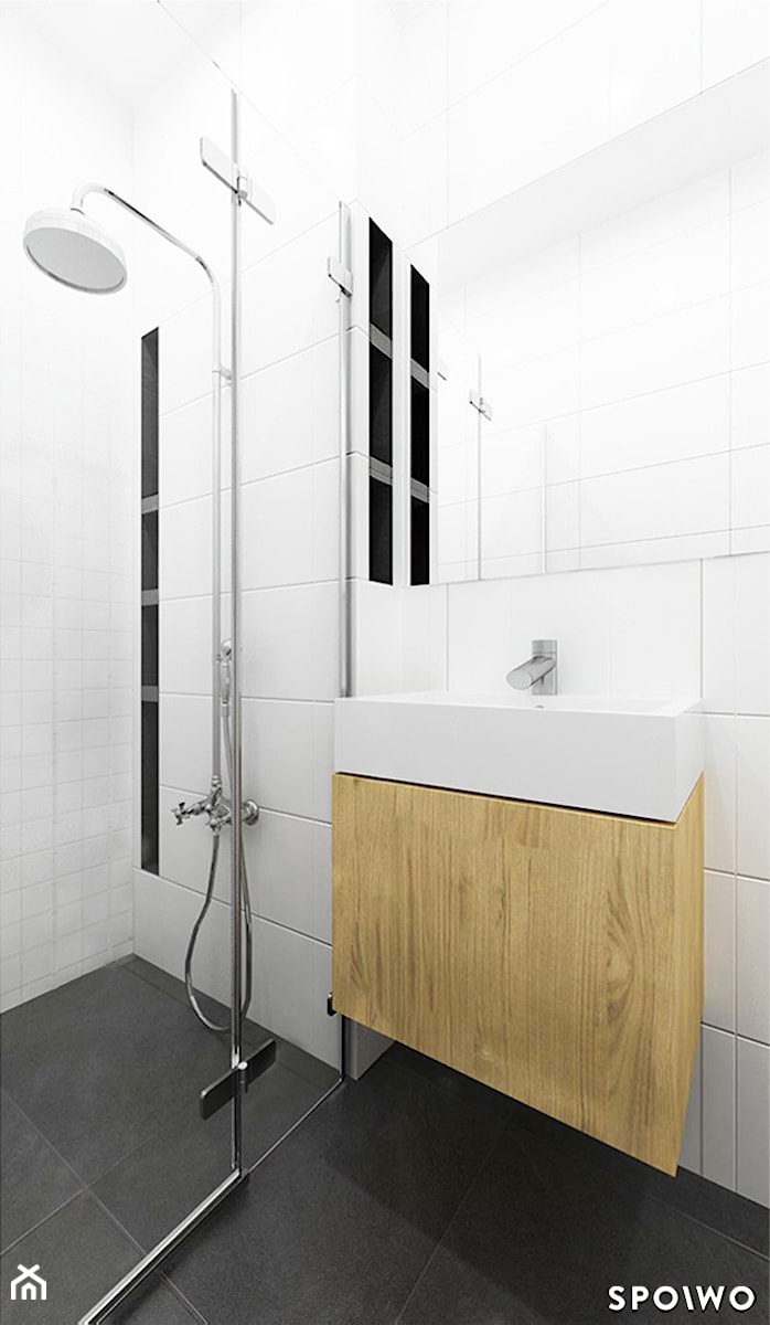 M3 Bronowice - Mała łazienka z oknem, styl minimalistyczny - zdjęcie od SPOIWO studio