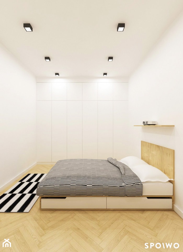M3 Bronowice - Średnia biała sypialnia, styl skandynawski - zdjęcie od SPOIWO studio - Homebook