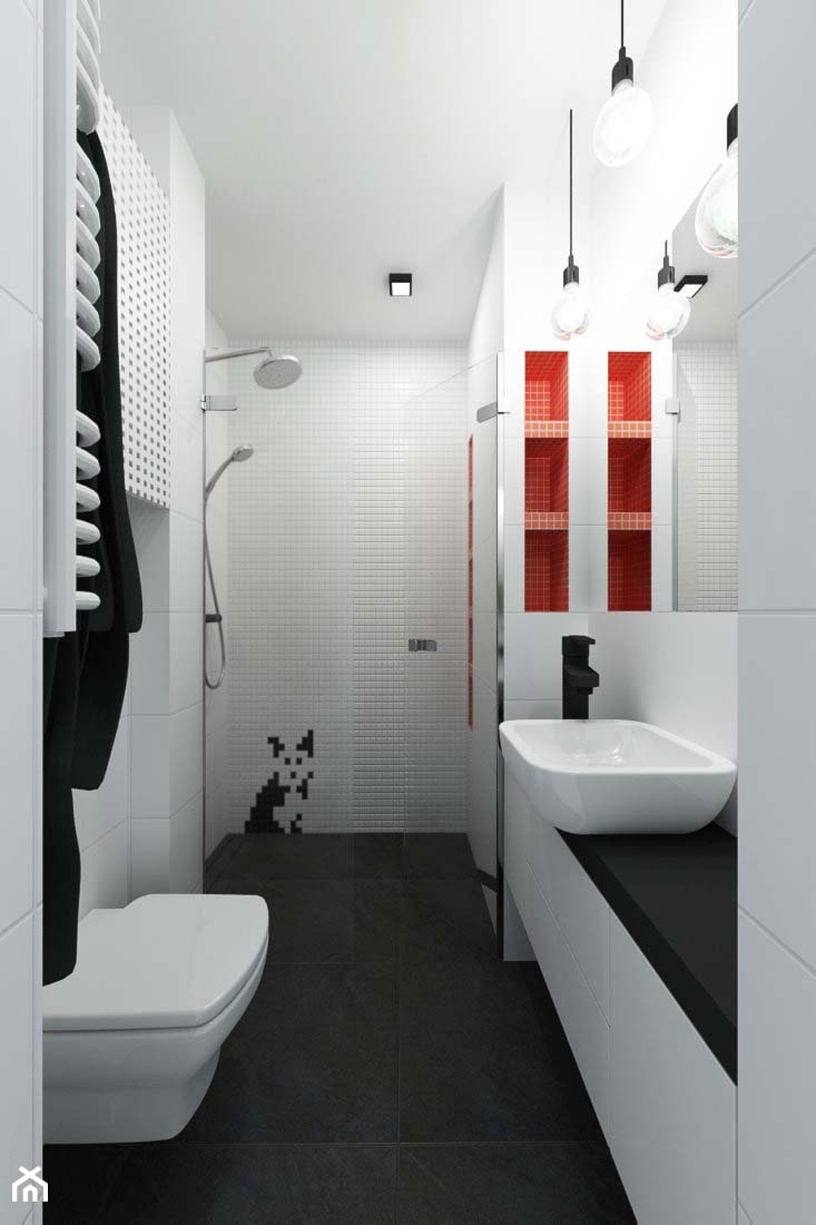 Łazienka black red white - zdjęcie od SPOIWO studio