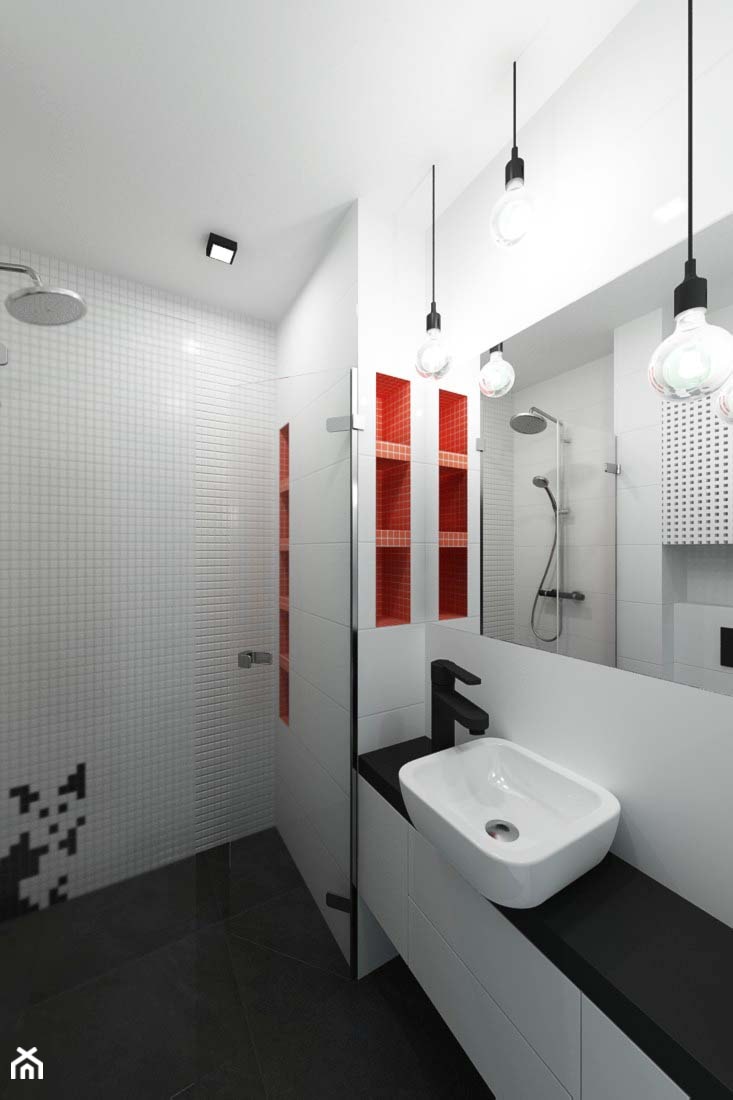 Łazienka black red white - zdjęcie od SPOIWO studio