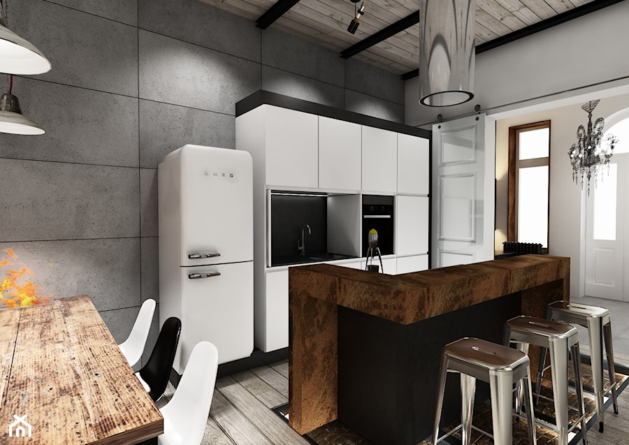 APARTAMENT SOPOT - Kuchnia, styl industrialny - zdjęcie od Luk Studio Pracownia Projektowa