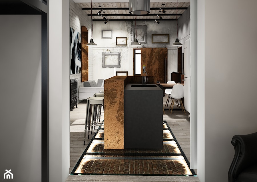 APARTAMENT SOPOT - Salon, styl industrialny - zdjęcie od Luk Studio Pracownia Projektowa