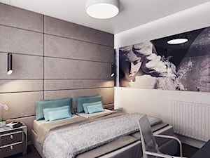 APARTAMENT AQUARIUM - Średnia biała szara z biurkiem sypialnia, styl nowoczesny - zdjęcie od Luk Studio Pracownia Projektowa
