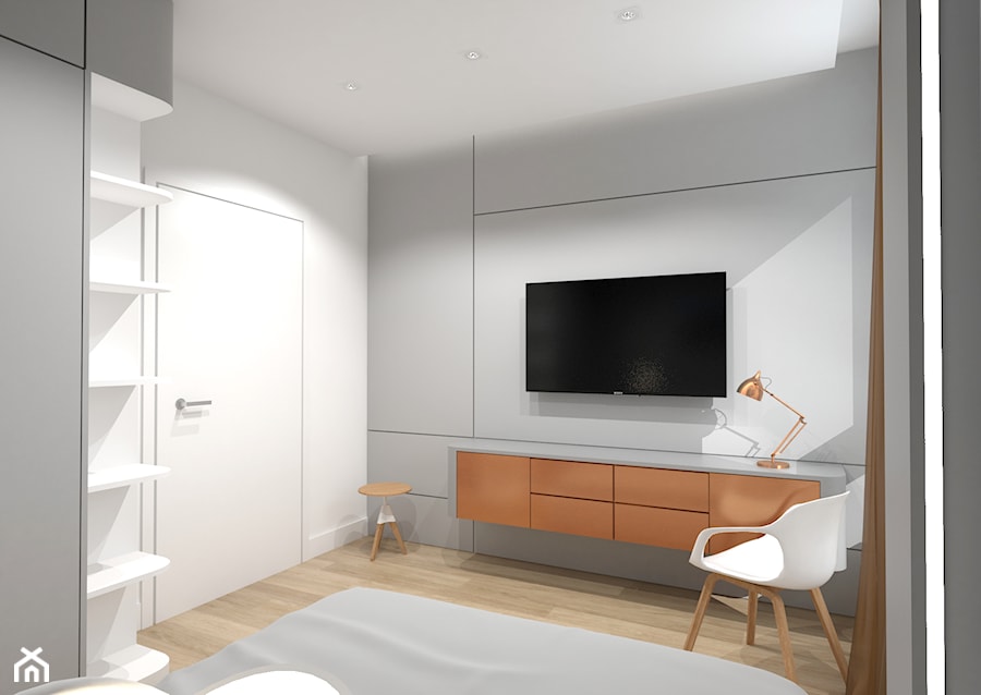 APARTAMENT W SOPOCIE - Średnia biała sypialnia, styl minimalistyczny - zdjęcie od Luk Studio Pracownia Projektowa