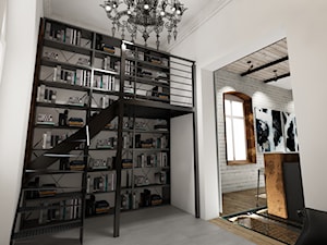 APARTAMENT SOPOT - Małe białe biuro, styl industrialny - zdjęcie od Luk Studio Pracownia Projektowa