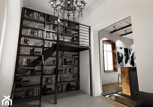 APARTAMENT SOPOT - Małe białe biuro, styl industrialny - zdjęcie od Luk Studio Pracownia Projektowa