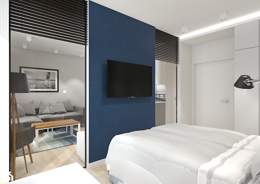 MIESZKANIE W SOPOCIE 2 - Średnia biała niebieska sypialnia, styl nowoczesny - zdjęcie od Luk Studio Pracownia Projektowa