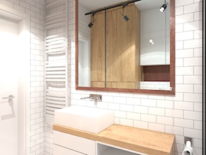 MIESZKANIE W SOPOCIE 2 - Mała bez okna z lustrem z punktowym oświetleniem łazienka, styl industrialny - zdjęcie od Luk Studio Pracownia Projektowa
