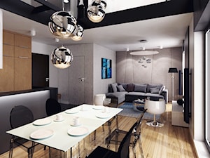 APARTAMENT AQUARIUM - Duża czarna szara jadalnia jako osobne pomieszczenie, styl nowoczesny - zdjęcie od Luk Studio Pracownia Projektowa