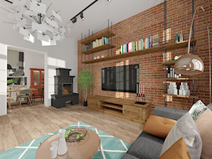 Brick Wall - mieszkanie w Kamienicy - Duży szary salon z jadalnią - zdjęcie od Kwadraton