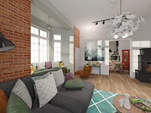 Brick Wall - mieszkanie w Kamienicy - Średni biały salon z jadalnią - zdjęcie od Kwadraton