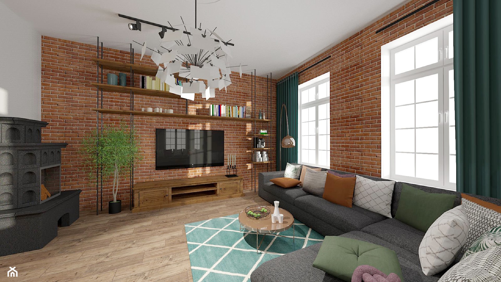 Brick Wall - mieszkanie w Kamienicy - Duży biały salon - zdjęcie od Kwadraton - Homebook