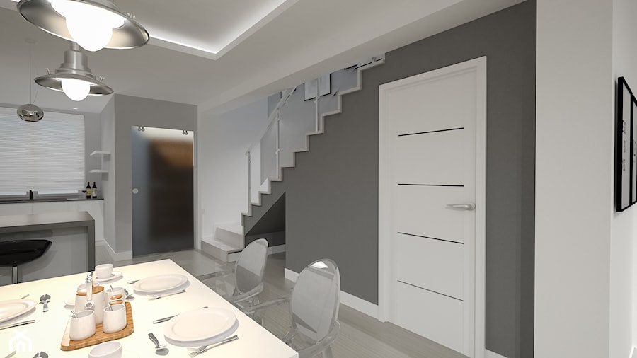 Mieszkanie w Zgierzu 3 - Średnia szara jadalnia w kuchni - zdjęcie od blok studio