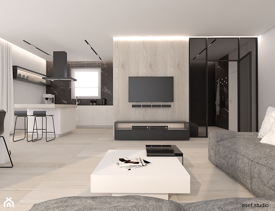 dom Trzaskowo - Salon, styl minimalistyczny - zdjęcie od ESEF.STUDIO