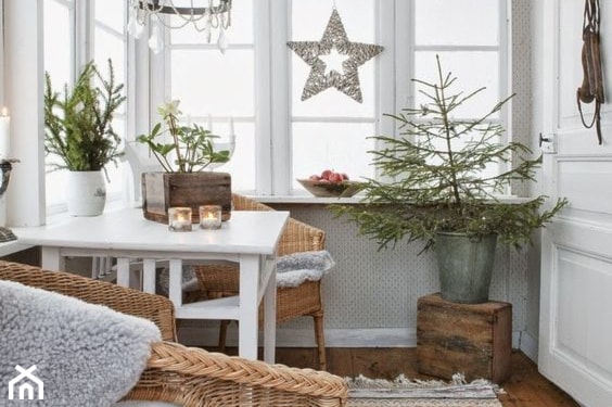 salon w ogrodzie zimowym w stylu skandynawskim