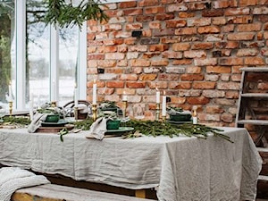 ogród we wnętrzu - Średnia szara jadalnia jako osobne pomieszczenie, styl skandynawski - zdjęcie od Martyna