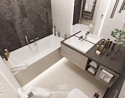 MOTHI.FORM ⋅ MIESZKANIE MONOCHROMATYCZNE ⋅ KRAKÓW - Średnia biała beżowa szara łazienka w bloku w do ... - zdjęcie od MOTHI.form - Homebook