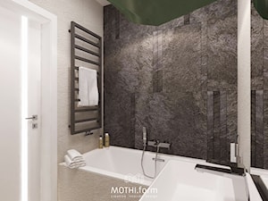 MOTHI.FORM ⋅ MIESZKANIE MONOCHROMATYCZNE ⋅ KRAKÓW - Średnia bez okna z lustrem z punktowym oświetleniem łazienka, styl nowoczesny - zdjęcie od MOTHI.form