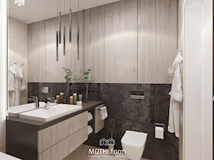 MOTHI.FORM ⋅ MIESZKANIE MONOCHROMATYCZNE ⋅ KRAKÓW - Średnia bez okna z lustrem z punktowym oświetleniem łazienka, styl nowoczesny - zdjęcie od MOTHI.form