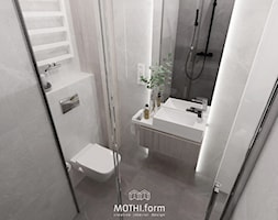 MOTHI.FORM ⋅ MIESZKANIE MONOCHROMATYCZNE ⋅ KRAKÓW - Mała biała beżowa szara łazienka w bloku w domu ... - zdjęcie od MOTHI.form - Homebook