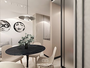 MOTHI.FORM ⋅ ELEGANCKA KAWALERKA POD WYNAEJM ⋅ KRAKÓW - Mała beżowa biała jadalnia w salonie, styl nowoczesny - zdjęcie od MOTHI.form