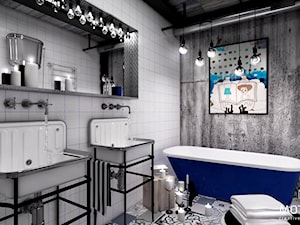loft - Średnia z dwoma umywalkami łazienka, styl industrialny - zdjęcie od MOTHI.form