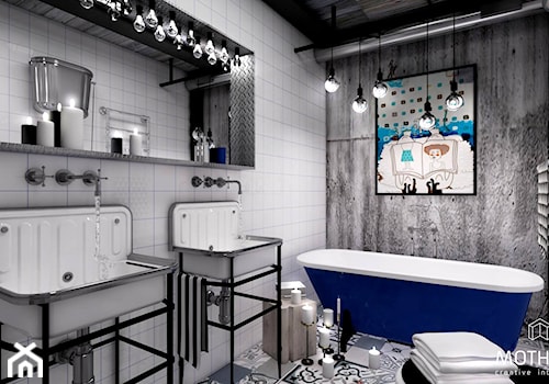 loft - Średnia z dwoma umywalkami łazienka, styl industrialny - zdjęcie od MOTHI.form