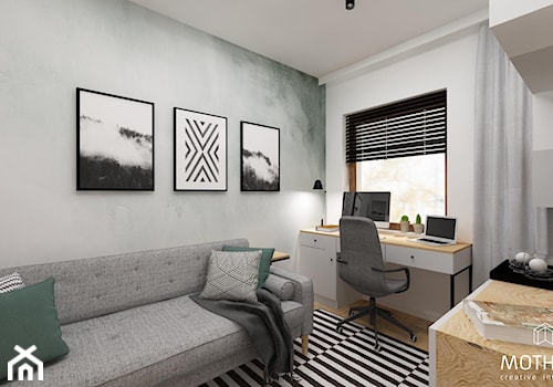 MOTHI.FORM ⋅ INDUSTRIALNY DOM ⋅ KOKOTÓW - Średnie w osobnym pomieszczeniu białe szare biuro, styl industrialny - zdjęcie od MOTHI.form