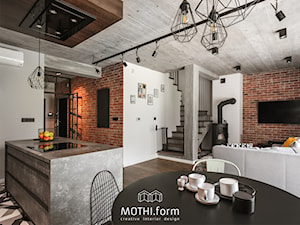 MOTHI.form ⋅ DOM W CHARAKTERZE INDUSTRIALNYM w Skawinie - Salon, styl industrialny - zdjęcie od MOTHI.form