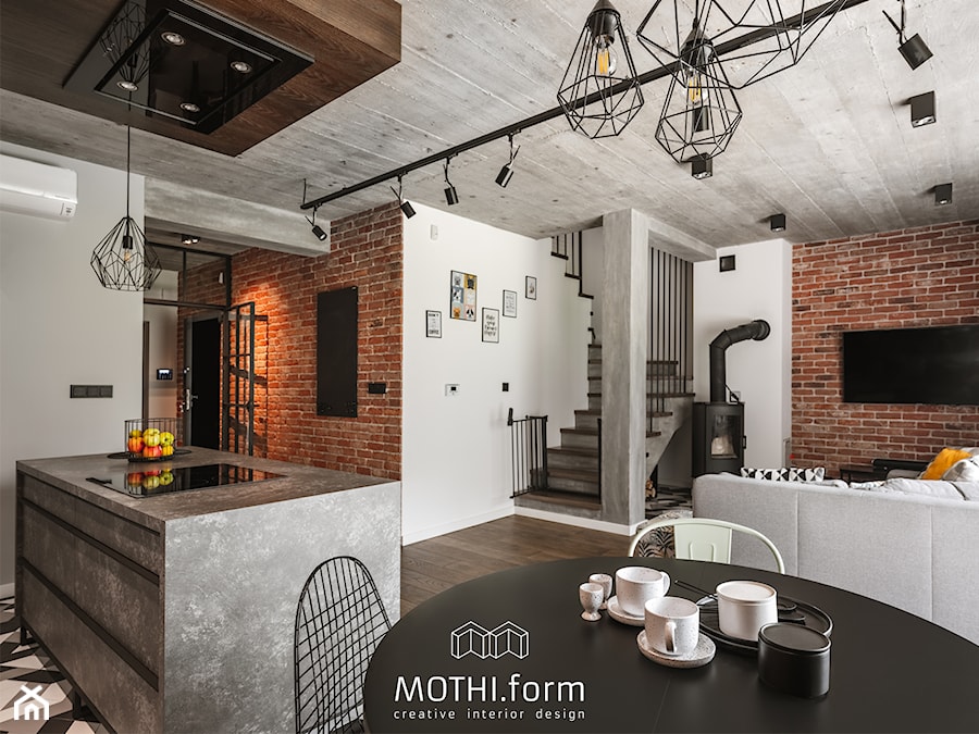 MOTHI.form ⋅ DOM W CHARAKTERZE INDUSTRIALNYM w Skawinie - Salon, styl industrialny - zdjęcie od MOTHI.form