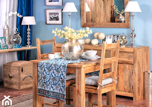 Mała niebieska jadalnia jako osobne pomieszczenie - zdjęcie od Sharda Home
