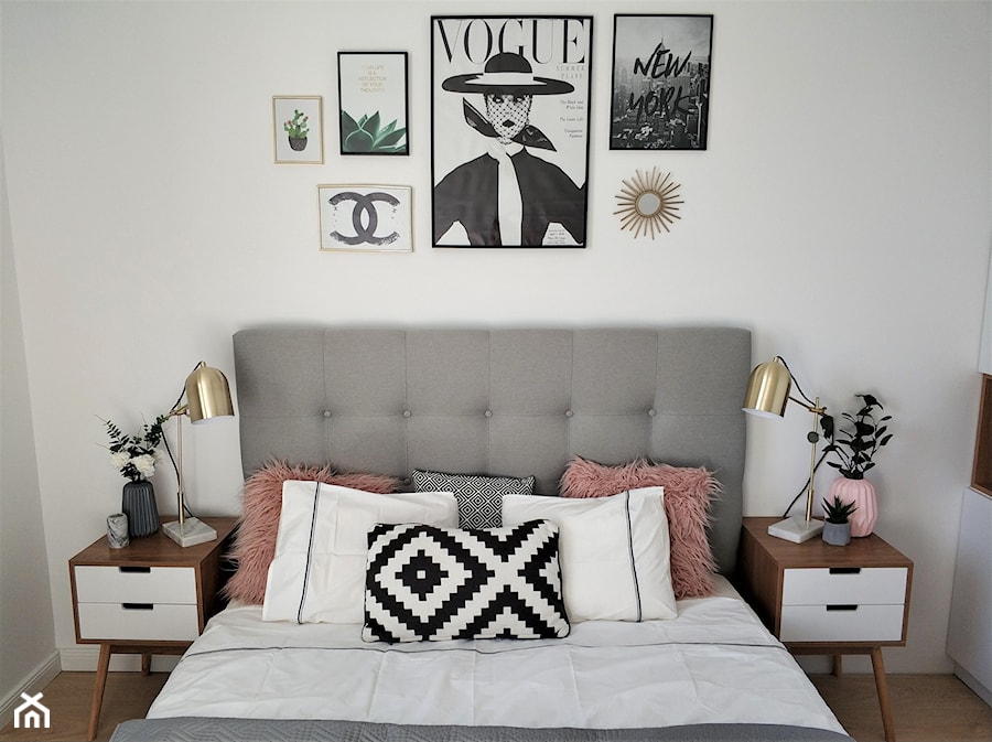 Kobieca sypialnia - Mała biała sypialnia, styl skandynawski - zdjęcie od Sylwia Skupińska