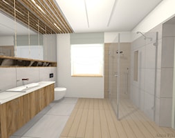 dom - Duża z lustrem łazienka z oknem, styl rustykalny - zdjęcie od ArchiKoncept Biuro projektów i aranżacji wnętrz - Homebook