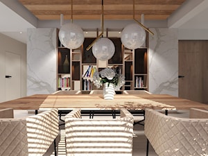 Przytulny dom w Słupsku - Duża beżowa biała jadalnia jako osobne pomieszczenie, styl nowoczesny - zdjęcie od Agata Hann Architektura Wnętrz