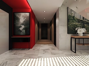 Duży czarny czerwony szary hol / przedpokój - zdjęcie od Agata Hann Architektura Wnętrz