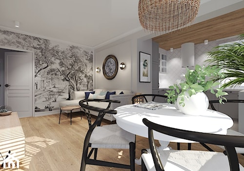 Mieszkanie z wiktoriańskim akcentem - Średni szary salon z kuchnią z jadalnią, styl tradycyjny - zdjęcie od Agata Hann Architektura Wnętrz