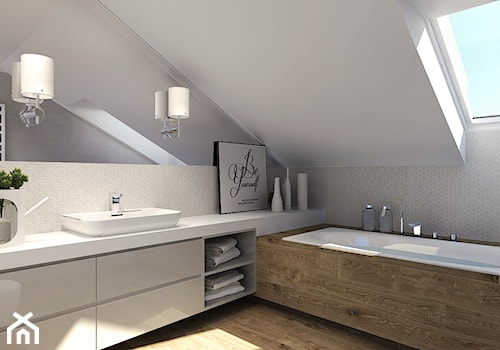 Duża na poddaszu łazienka, styl nowoczesny - zdjęcie od Agata Hann Architektura Wnętrz