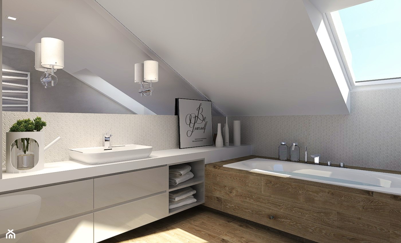 Duża na poddaszu łazienka, styl nowoczesny - zdjęcie od Agata Hann Architektura Wnętrz - Homebook