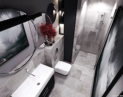 Łazienka dla mężczyzny. - Średnia czarna szara łazienka w bloku bez okna, styl industrialny - zdjęcie od Agata Hann Architektura Wnętrz - Homebook