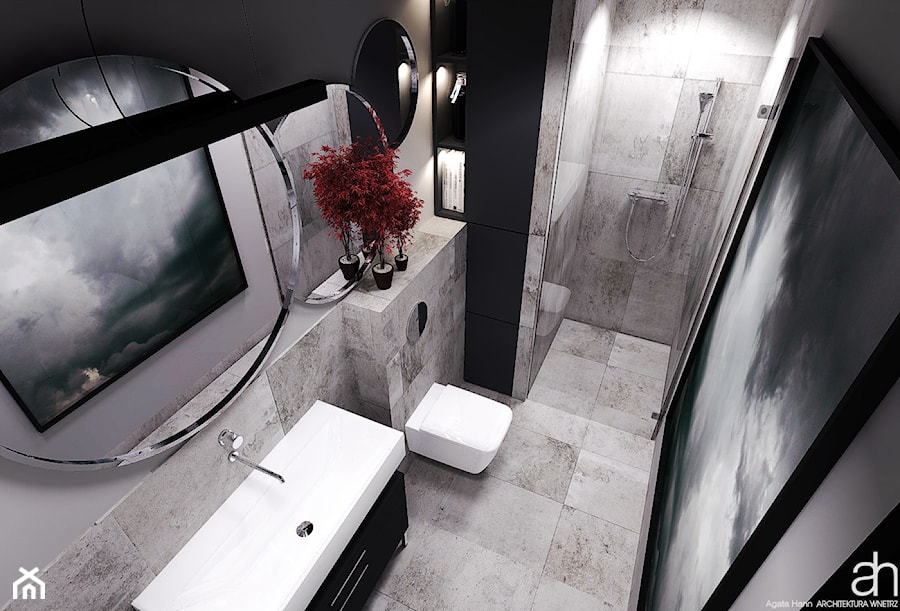 Łazienka dla mężczyzny. - Średnia bez okna łazienka, styl industrialny - zdjęcie od Agata Hann Architektura Wnętrz