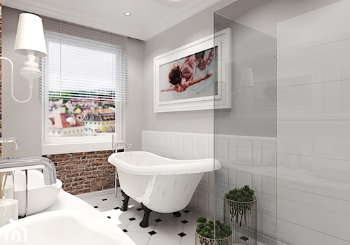 Łazienka retro - Średnia jako pokój kąpielowy z punktowym oświetleniem łazienka z oknem, styl nowoczesny - zdjęcie od Agata Hann Architektura Wnętrz