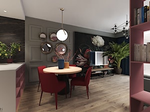 Mieszkanie z akcentem flamandzkim - Średni czarny szary salon z jadalnią, styl tradycyjny - zdjęcie od Agata Hann Architektura Wnętrz