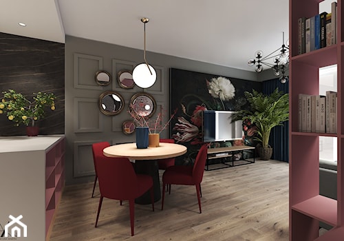 Mieszkanie z akcentem flamandzkim - Średni czarny szary salon z jadalnią, styl tradycyjny - zdjęcie od Agata Hann Architektura Wnętrz