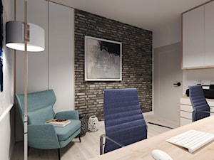 Średnie w osobnym pomieszczeniu z zabudowanym biurkiem szare biuro, styl nowoczesny - zdjęcie od Agata Hann Architektura Wnętrz