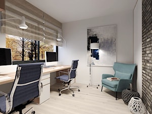 Średnie z zabudowanym biurkiem białe biuro, styl nowoczesny - zdjęcie od Agata Hann Architektura Wnętrz