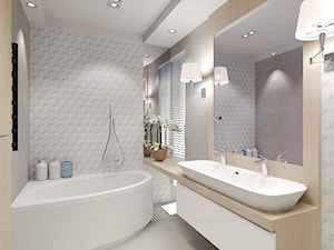 Średnia z dwoma umywalkami łazienka z oknem, styl nowoczesny - zdjęcie od Agata Hann Architektura Wnętrz