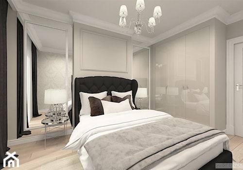 suspenzo_no.25 - Średnia biała szara z panelami tapicerowanymi sypialnia, styl tradycyjny - zdjęcie od suspenzo architectural group