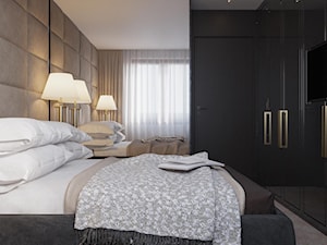 suspenzo_no.26 - Mała czarna szara sypialnia, styl nowoczesny - zdjęcie od suspenzo architectural group